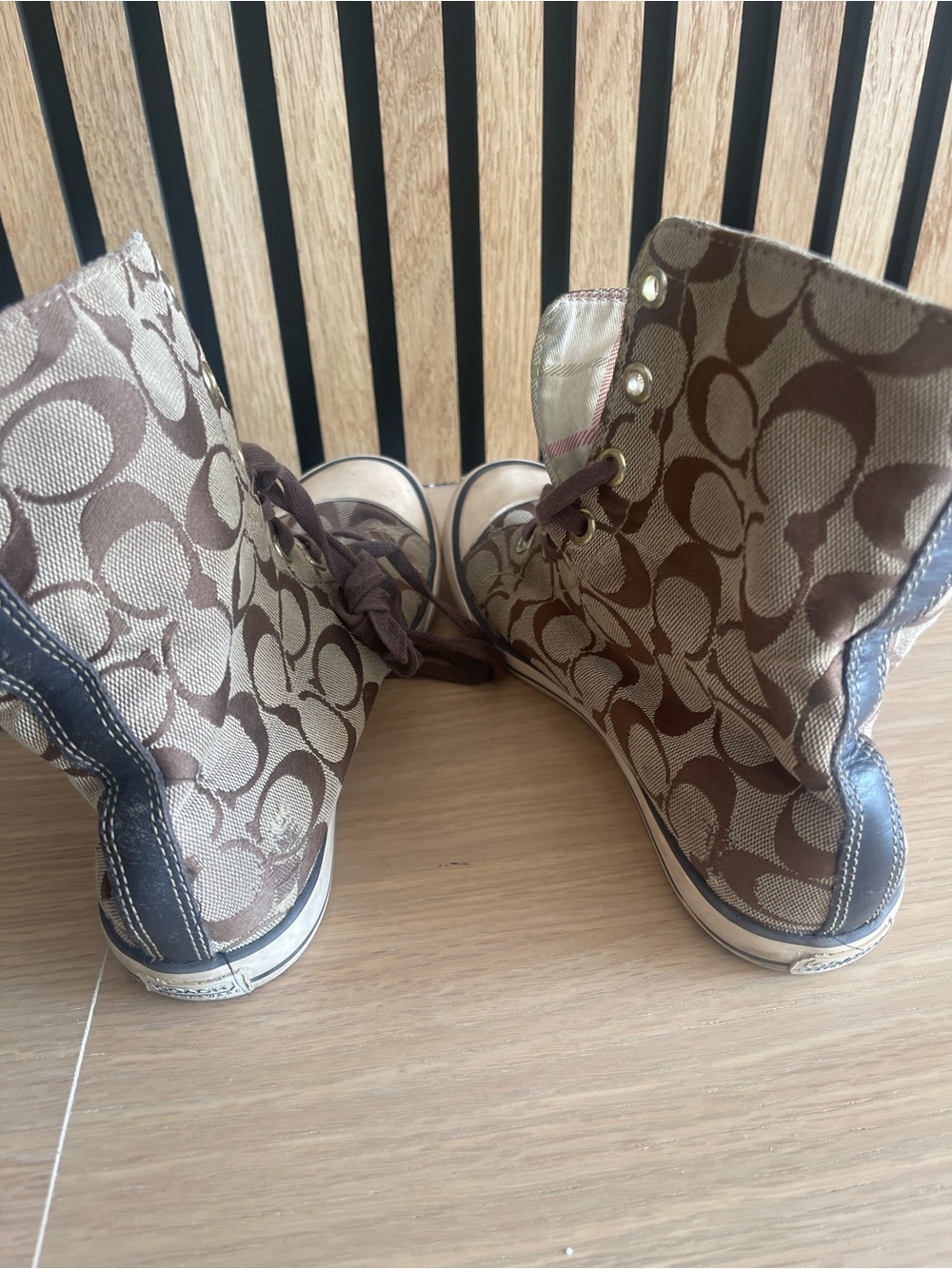 Coach Brown Signature Canvas High-Top Sneakers
